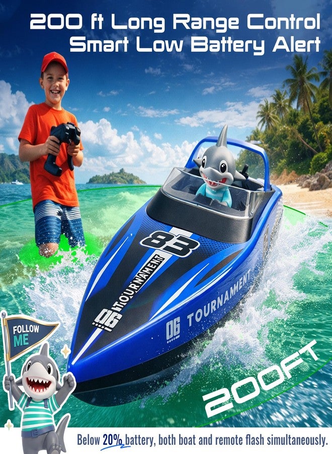 BEZGAR [2026 New] Remote Control Boat, 2 Packs 10 inch Fast Speed RC Boat 15 KPH for Pools & Salt Water, Summer Toys for Adults and Ideal Gifts for Kids Boys Age 6 7 8-12 Years Old - 821 Blue&White - Image 5
