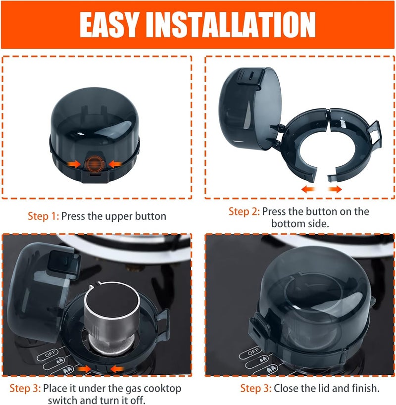 Axfvd Stove Knob Safety Covers Baby Proofing for Press Stove Knob and Oven Knob Child Safety Locks - 5 Pack (Black) - Image 4