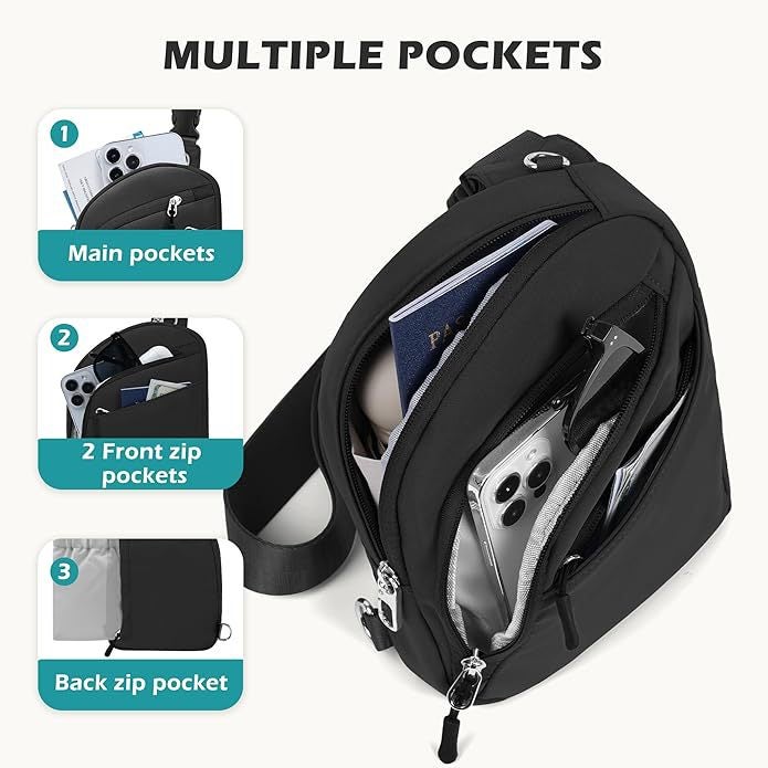 Unisex Anti-Theft Crossbody Sling Bag Small Waist Pack for Travel Sports Hiking - Image 3