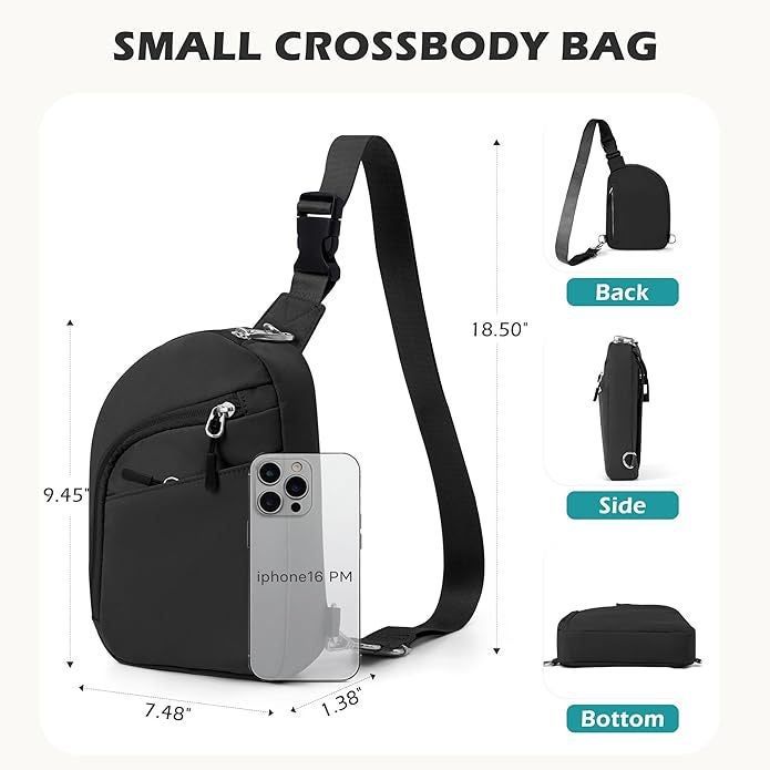 Unisex Anti-Theft Crossbody Sling Bag Small Waist Pack for Travel Sports Hiking - Image 4