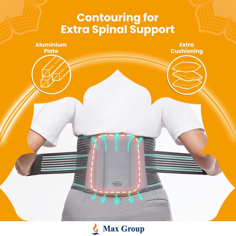 AGEasy (Max Group Cotton Comfort LS Back Support Belt For Back Pain Relief | Additional Gel Padding To Prevent Heat Loss | Back Belt For Back Pain | Waist Belt For Men & Women (Large, 34-38 Inches) - Image 3