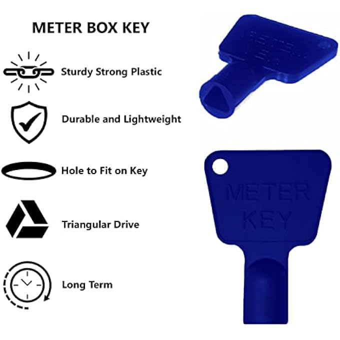 METER BOX KEY - PLASTIC UTILITY KEY - METER CUPBOARD KEY - ELECTRIC METER KEY - GAS METER KEY - TRIANGLE SOCKET SPANNER KEY - 5 PACK  BLUE - Image 3