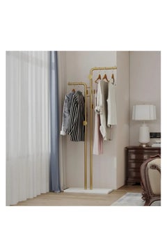 Y&D Double-pole Metal Coat Rack Gold Coat Rack Freestanding with 5 Hooks and Marble Base Floor-standing Coat Stand  - Image 3