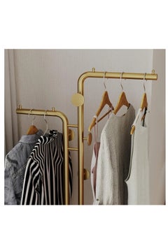 Y&D Double-pole Metal Coat Rack Gold Coat Rack Freestanding with 5 Hooks and Marble Base Floor-standing Coat Stand  - Image 4