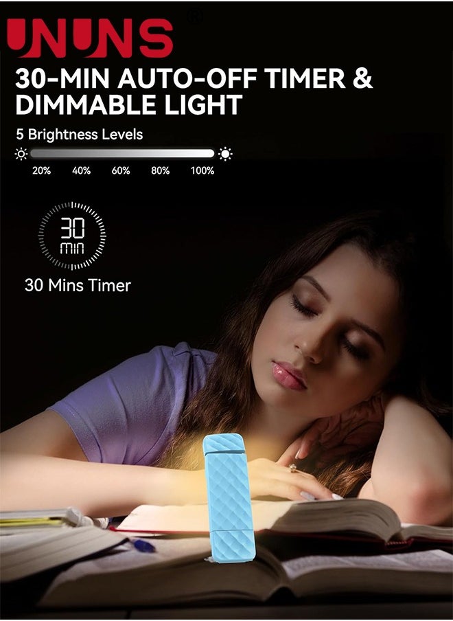 Book Reading Light,USB Rechargeable Book Light For Reading In Bed,New 30-min Timer,3 Colors And 5 Brightness Adjustable For Eye Caring,LED Clip-on Book Light For Book Lovers,Kids