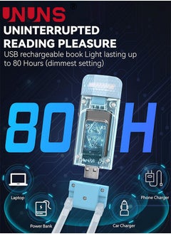 UNUNS مصباح قراءة الكتب، مصباح كتاب قابل لإعادة الشحن عبر USB للقراءة في السرير، مؤقت جديد لمدة 30 دقيقة، 3 ألوان و5 سطوع قابلة للتعديل للعناية بالعين، مصباح كتاب LED بمشبك لمحبي الكتب والأطفال  - Image 4