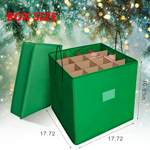 Tngan Christmas Nutcracker and Figurine Collectible Storage Box, Fits 16 Holiday Ornaments, Stores Up to 16" Tall Ornaments, Holiday Decor Organizer with Dividers, Nutcracker not Included(Green) - Image 3