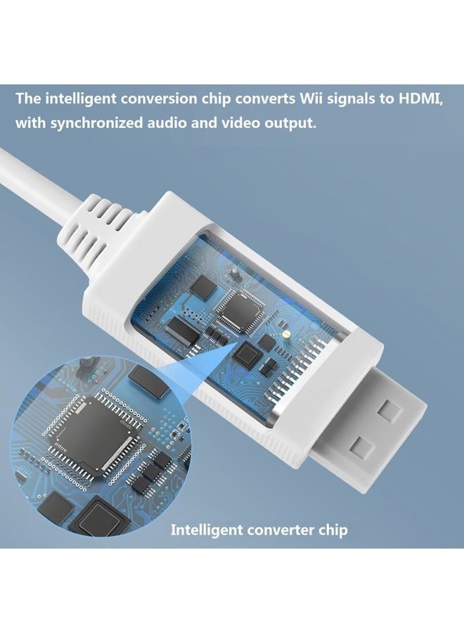 HOXIBSL 5ft WII to HDMI Converter Cable Adapter,for use with Full HD 1080P Devices with an HDMI Port,Compatible with WII,U,HDTV, Monitor (White) - Image 3