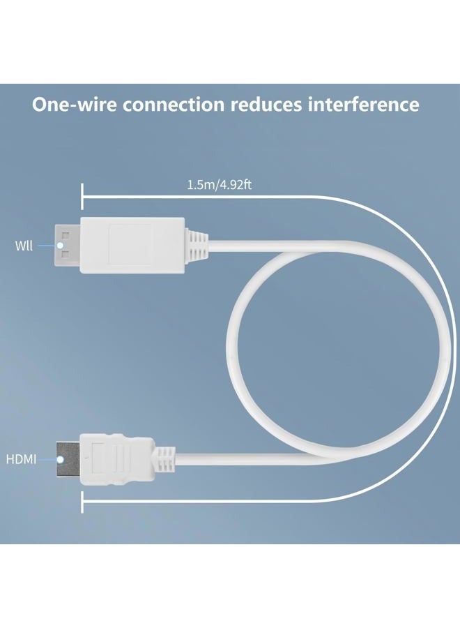 HOXIBSL 5ft WII to HDMI Converter Cable Adapter,for use with Full HD 1080P Devices with an HDMI Port,Compatible with WII,U,HDTV, Monitor (White) - Image 5