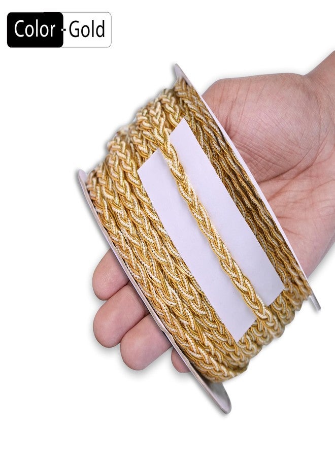 EmbroideryMaterial Golden Braided Lace Trim Roll for Saree Border, Dupatta, Blouse, Lehenga, Dress, Sewing, DIY Crafts & Home Décor | Embroidery Laces & Borders Material (7MM Wide, 17 Meters) - Image 4