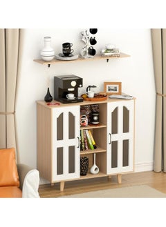 AGD Multi-Purpose Coffee Corner Storage Cabinet, Kitchen Side Cabinet with Shelves and Doors, Microwave Oven Holder, Kitchen Organizer for Utensils, Fruits and Vegetables  - Image 1