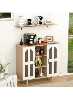 AGD Multi-Purpose Coffee Corner Storage Cabinet, Kitchen Side Cabinet with Shelves and Doors, Microwave Oven Holder, Kitchen Organizer for Utensils, Fruits and Vegetables  - Image 2