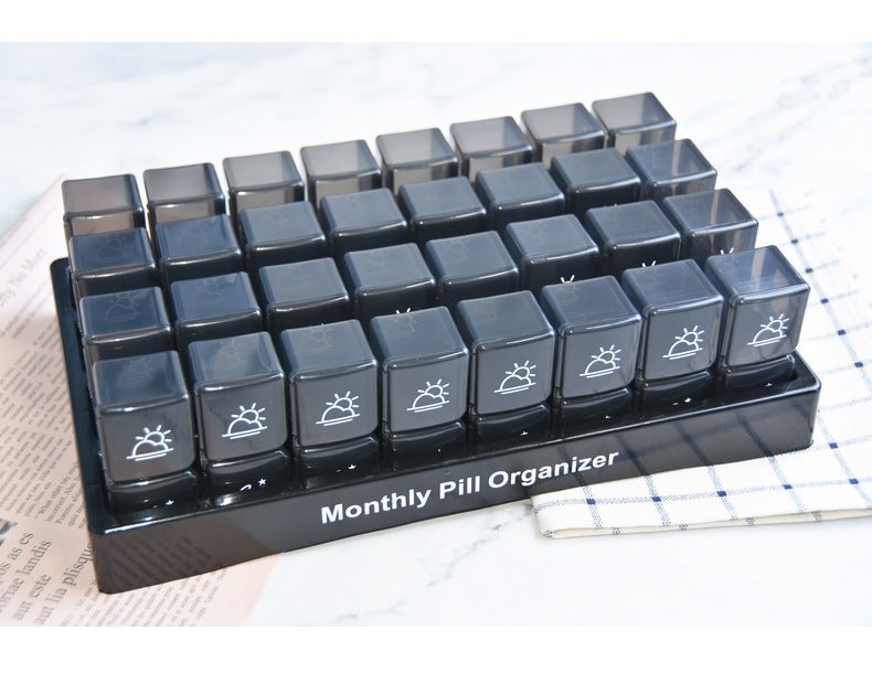 One Month 30 Days Monthly Tablet Storage Box Ampm 2 Trips A Day 31 Days 4 Weeks Medicine Box - Image 1