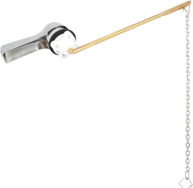 JAIMINI Universal Front-Mount Toilet Handle Kit - Durable Brass Lever with Chrome Finish, Adjustable Arm & Stainless Steel Flapper Chain for Most Toilets - Image 1