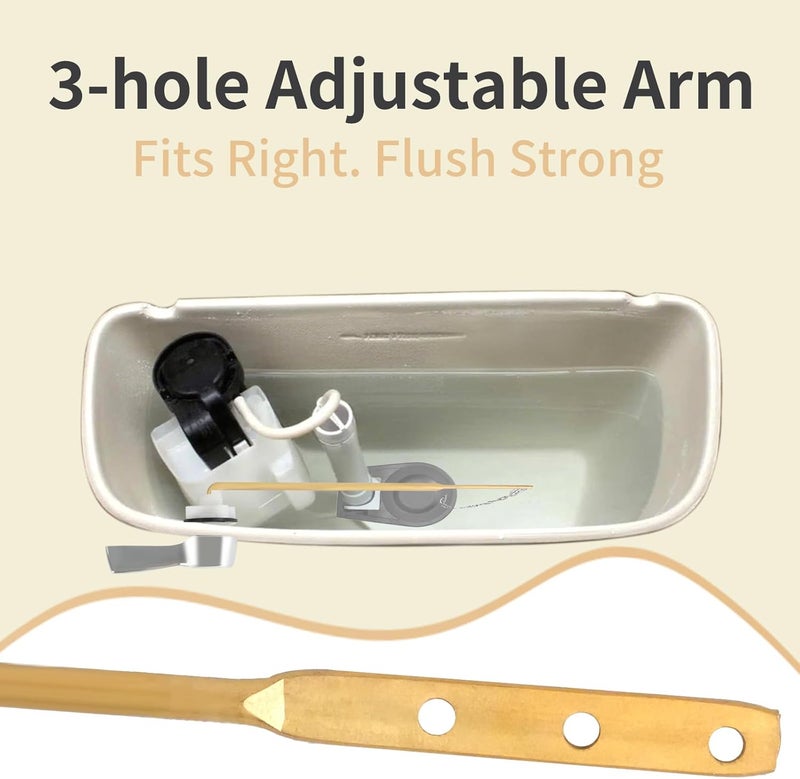 JAIMINI Universal Front-Mount Toilet Handle Kit - Durable Brass Lever with Chrome Finish, Adjustable Arm & Stainless Steel Flapper Chain for Most Toilets - Image 2