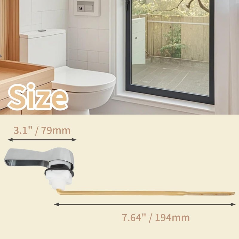 JAIMINI Universal Front-Mount Toilet Handle Kit - Durable Brass Lever with Chrome Finish, Adjustable Arm & Stainless Steel Flapper Chain for Most Toilets - Image 4