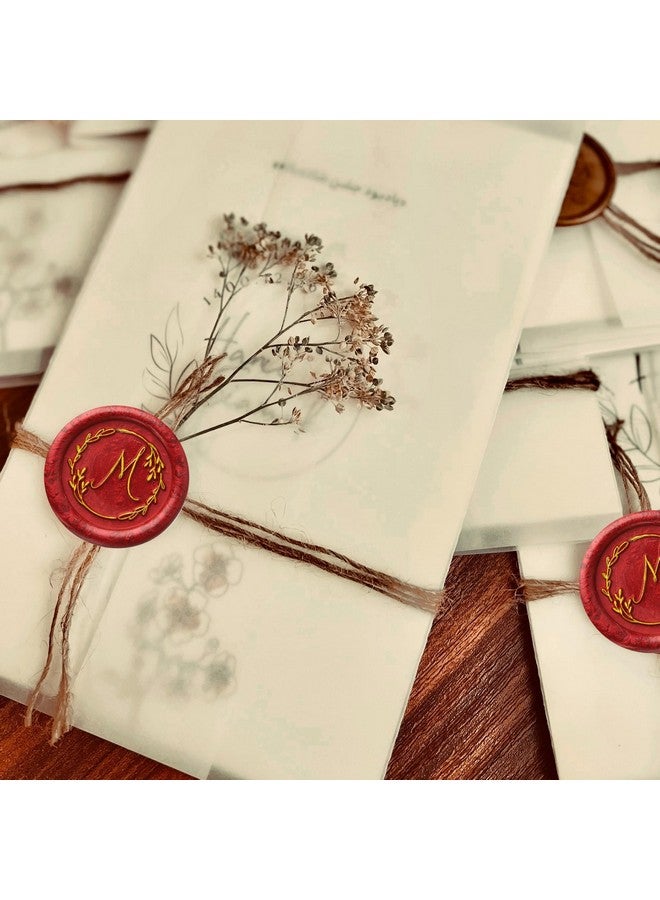 Yoption Handwritten Letter M Wax Seal Stamp, Vintage Initial Alphabet With Olive Branch Sealing Wax Stamp - Image 5