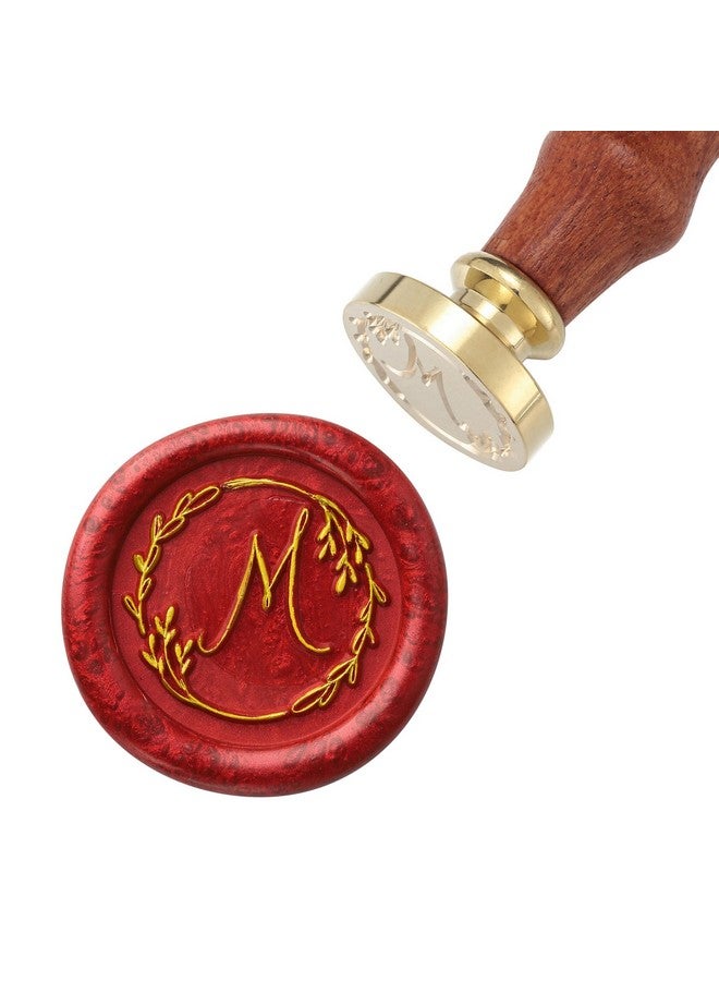 Yoption Handwritten Letter M Wax Seal Stamp, Vintage Initial Alphabet With Olive Branch Sealing Wax Stamp - Image 2