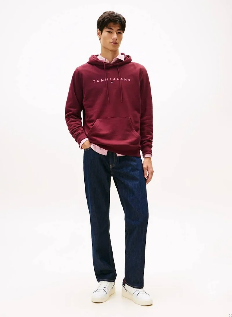TOMMY JEANS  Linear Logo Embroidery Kangaroo Pocket Hoody for Men | Best Price UAE