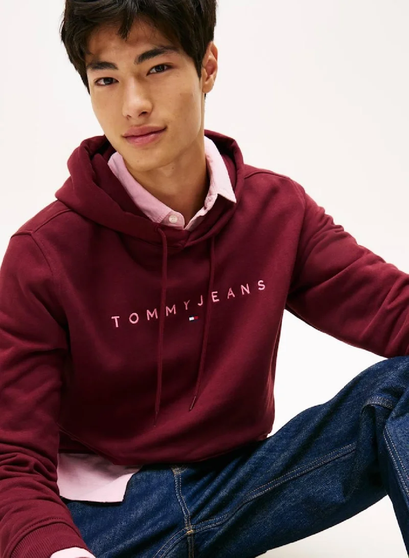 TOMMY JEANS  Linear Logo Embroidery Kangaroo Pocket Hoody for Men | Best Price UAE