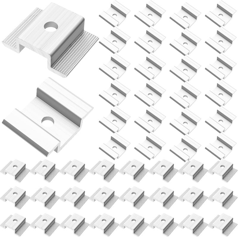 YOUEON 48 Pack Solar Panel Mid Clamps for 35-50mm Solar Planels, 1.06 Inch Aluminum Solar Panel Bracket for Solar Panel, PV Mounting Accessories - Image 1