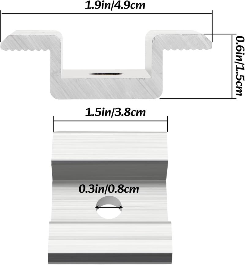 YOUEON 48 Pack Solar Panel Mid Clamps for 35-50mm Solar Planels, 1.06 Inch Aluminum Solar Panel Bracket for Solar Panel, PV Mounting Accessories - Image 2
