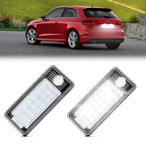 Gempro License Plate Lights LED Tag Lamps Assembly for Audi A3 S3 A4 S4 A6 S6 A8 S8 Q7 RS4 License Number Plate Lamps 6000K Pure White 2PCS - Image 1