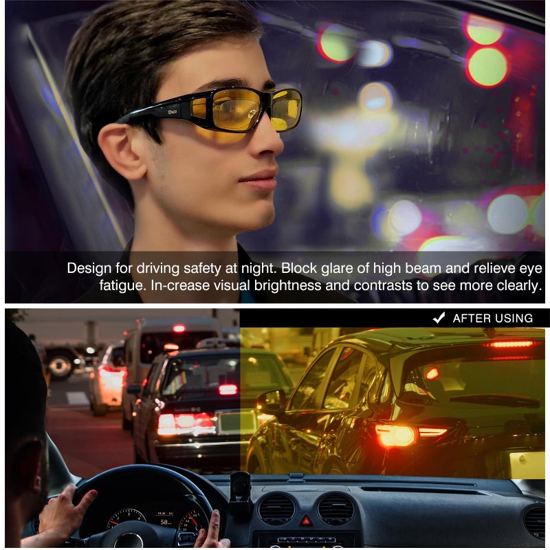 DUCO Night Driving Glasses Night Vision Glasses Fit Over Glasses for Men Women Polarized Anti-Glare Pro Yellow Lens 8953Y - Image 4