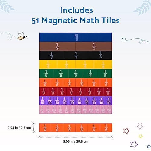 Oli's Toy Factory Montessori Math Magnetic Tiles Classroom Essentials Foam Tiles for Kids to Learn Fraction Equivalence and Math manipulatives Great Learning Resources for The Homeschool Curriculum - Image 5