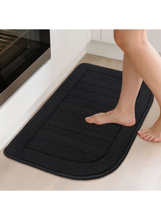 BEQHAUSE 30x18 Inch Kitchen Rug Mats 2pcs, Durable Anti-Slip Absorbent Dirt-Resistant Kitchen Rug Set Pet Mat Machine Washable (Black) - Image 2