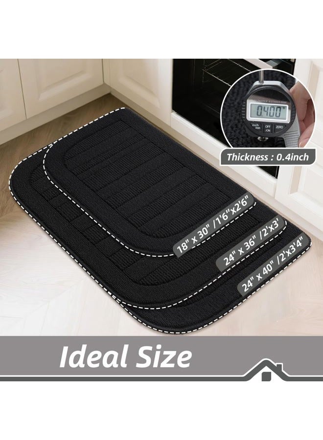 BEQHAUSE 30x18 Inch Kitchen Rug Mats 2pcs, Durable Anti-Slip Absorbent Dirt-Resistant Kitchen Rug Set Pet Mat Machine Washable (Black) - Image 3