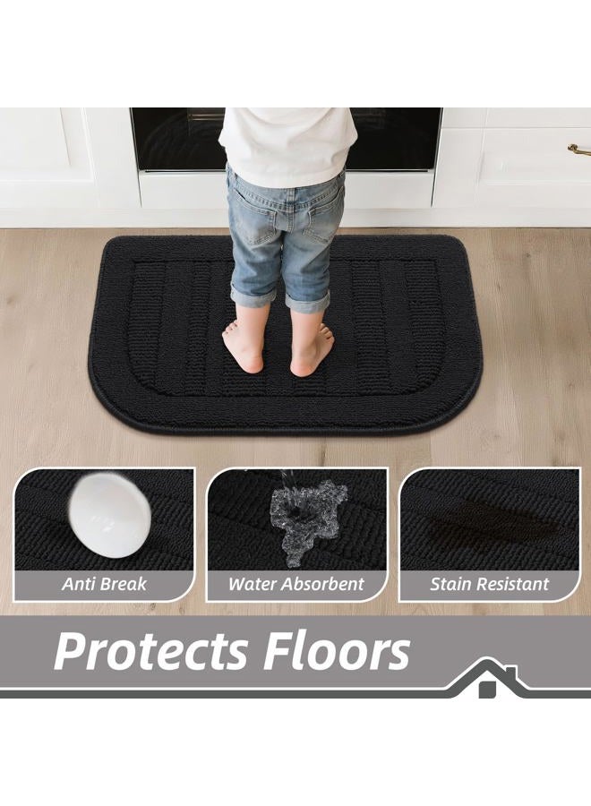 BEQHAUSE 30x18 Inch Kitchen Rug Mats 2pcs, Durable Anti-Slip Absorbent Dirt-Resistant Kitchen Rug Set Pet Mat Machine Washable (Black) - Image 4
