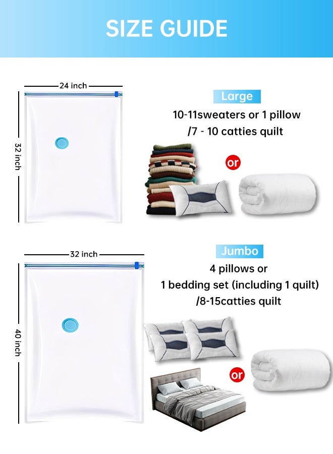BASILKIT Vacuum Storage Bags 7-Pack 70x100cm Reusable Compression Space Saver Bags with Free Hand Pump for Clothes Bedding Duvets Blankets Travel and Home Use - Image 2