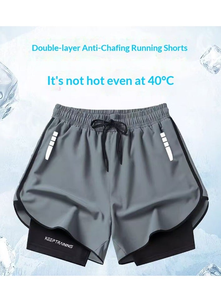 YUKE Men's Running Shorts, Men's Quick-Drying Workout Running Shorts, 2-in-1 Invisible Shorts, Multifunctional Gym Yoga Outdoor Sports ShortsXL - Image 1