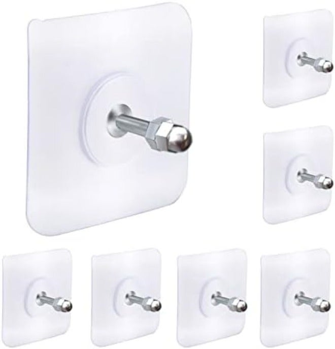 AIERSA Heavy Duty Adhesive Hooks, Wall Hooks for Hanging, Screw Free Sticker, Seamless Screws for Wall Mount, 2 in 1 Reusable, White, 20 Pcs, 16mm - Image 1