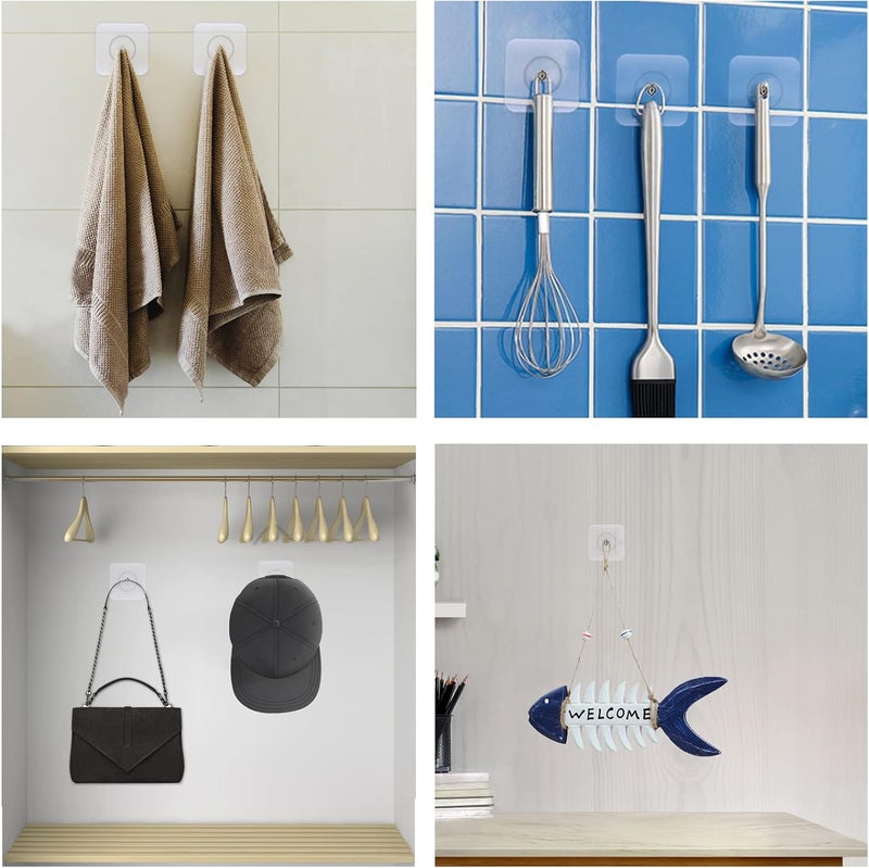 AIERSA Heavy Duty Adhesive Hooks, Wall Hooks for Hanging, Screw Free Sticker, Seamless Screws for Wall Mount, 2 in 1 Reusable, White, 20 Pcs, 16mm - Image 4