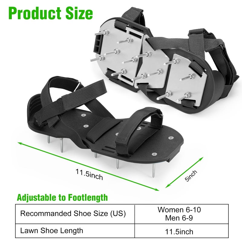 DenForste Lawn Aerator Shoes for Grass - Pre-Assembled Grass Aerator Shoes for Lawn - Soil Yard Aerator Tool for Aerating Patio Garden, Black - Image 2