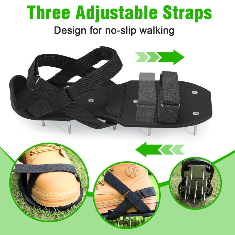 DenForste Lawn Aerator Shoes for Grass - Pre-Assembled Grass Aerator Shoes for Lawn - Soil Yard Aerator Tool for Aerating Patio Garden, Black - Image 4