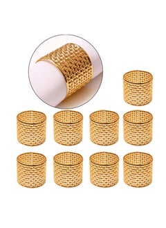 RARELY Set of 10 Gold Metal Mesh Napkin Button Napkin Ring  - Image 1