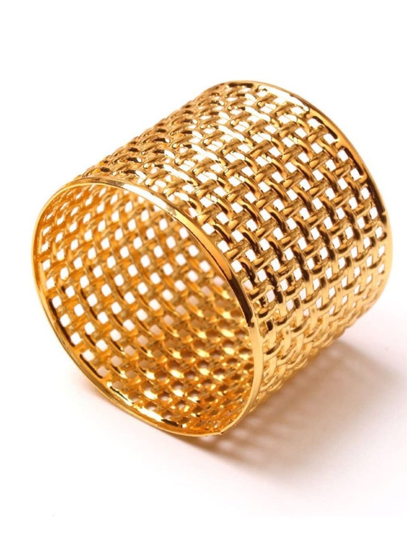 RARELY Set of 10 Gold Metal Mesh Napkin Button Napkin Ring  - Image 3