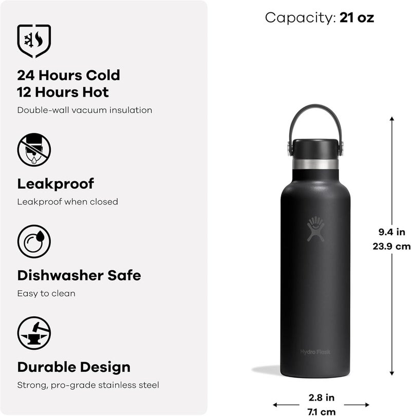Hydro Flask Standard Mouth Insulated Bottle Blackout, 620ml - Image 2