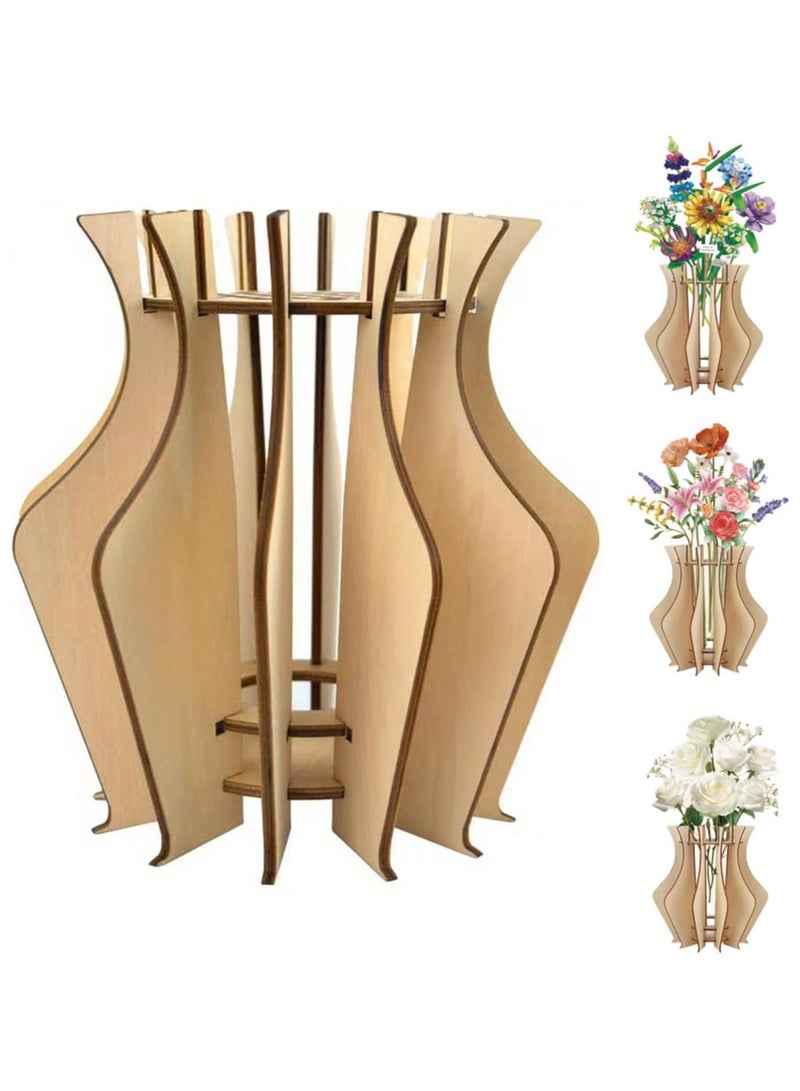 Relex Vase for Flowers, 3D Puzzle Vase for Wooden Puzzle, Flower Vase for Bouquet, Construction Kit for Roses, Construction Kit, Sunflowers, Tulips, Orchids, Cherry Blossoms - Image 1