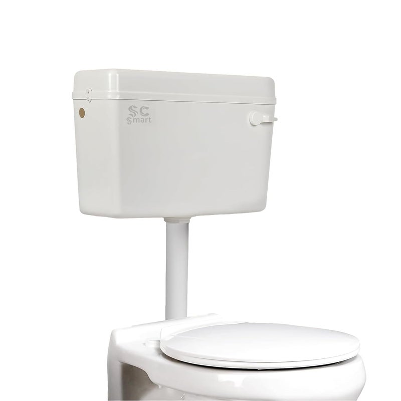 SC SMART Side Handle Flush Tank WaterSaving Toilet Flush Mechanism Durable LeakProof Universal Fit for Bathrooms White 44CM X 29CM X 115CM - Image 1