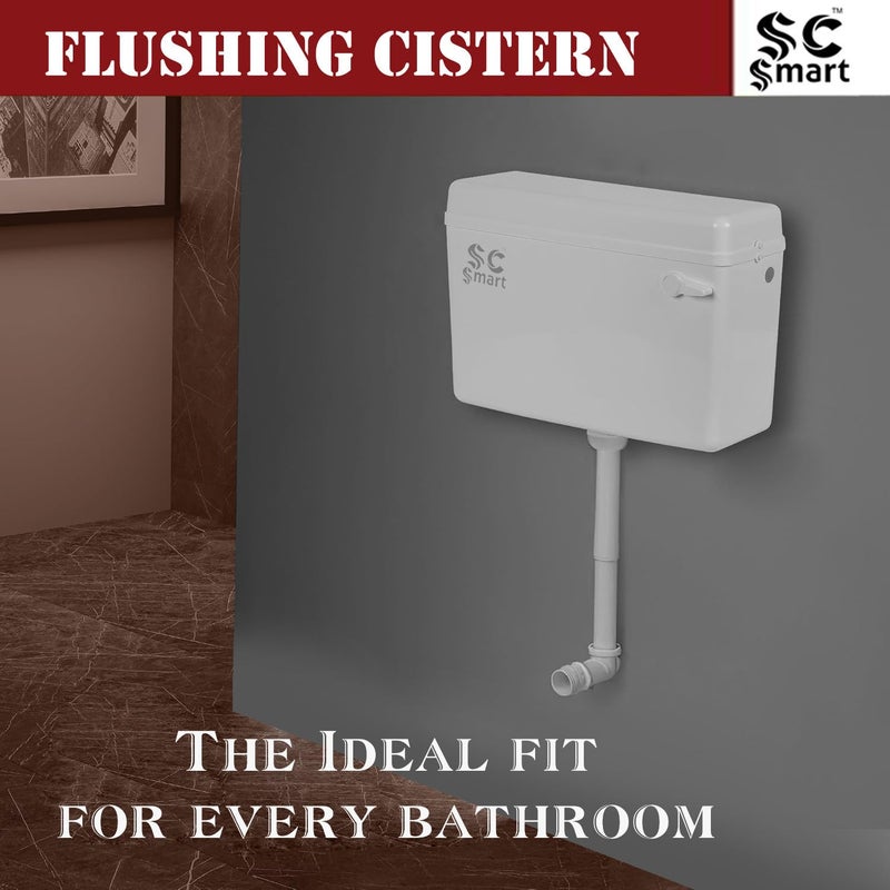 SC SMART Side Handle Flush Tank WaterSaving Toilet Flush Mechanism Durable LeakProof Universal Fit for Bathrooms White 44CM X 29CM X 115CM - Image 2