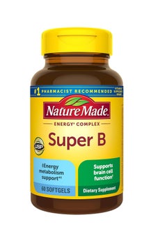 Nature Made Super B Energy Complex, Dietary Supplement for Brain Cell Function Support, 60 Softgels, 60 Day Supply  - Image 1