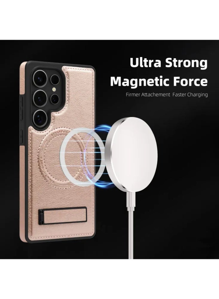 Vintage Leather Magnetic Wireless Charging Phone Case For Samsung Galaxy S25/S26 Ultra - Image 2
