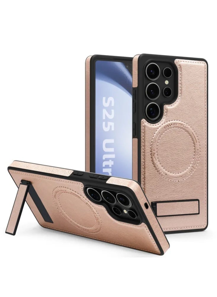 Vintage Leather Magnetic Wireless Charging Phone Case For Samsung Galaxy S25/S26 Ultra - Image 1