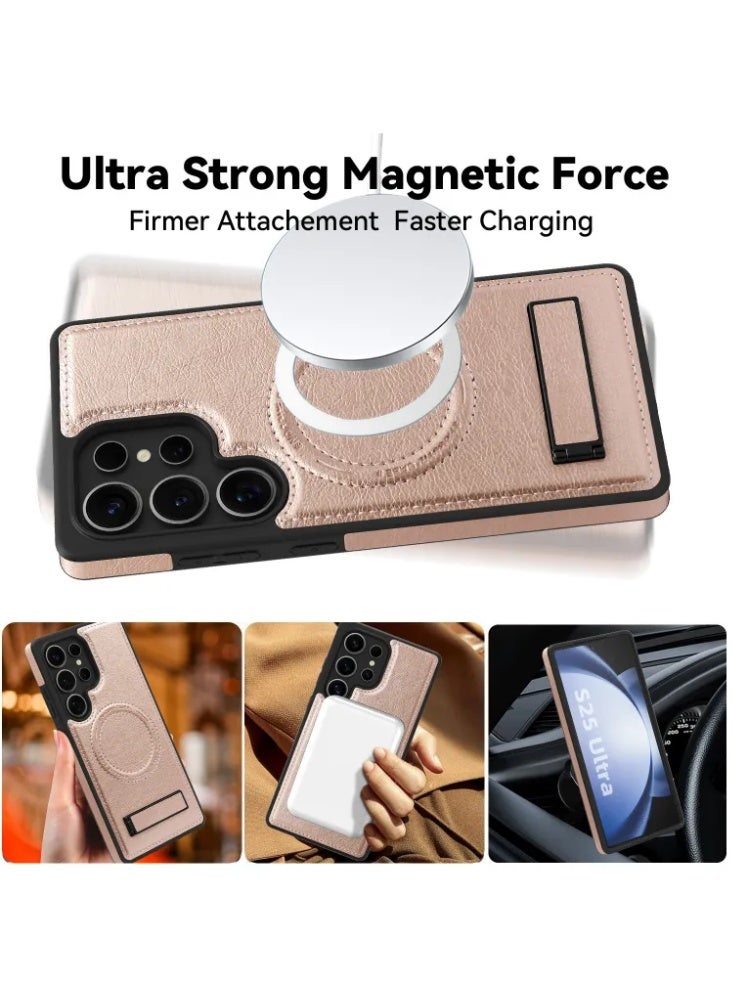 Vintage Leather Magnetic Wireless Charging Phone Case For Samsung Galaxy S25/S26 Ultra - Image 3