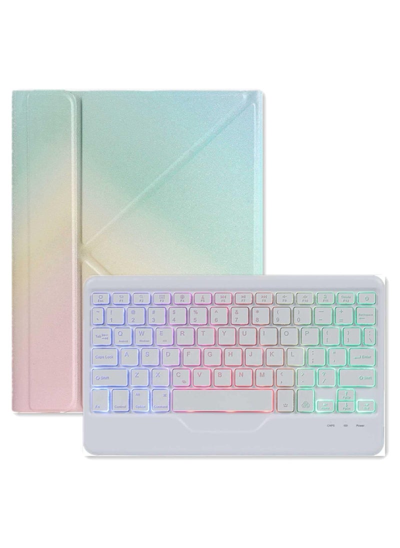 Detachable Keyboard Case for iPad 10th Generation 10.9 Inch 2022, 7 Colors Backlit Gradient Colours Keyboard Cover with Pencil Holder, Foldable Stand  - Image 1