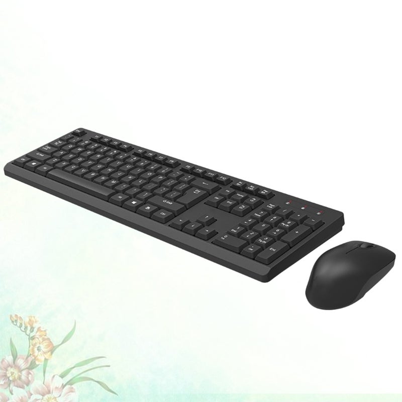 Home Keyboard USB Silent Keyboard Office Keyboard with Mouse without Battery (Black) - Image 5